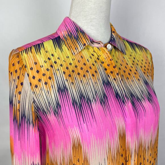 Leifsdottir Anthropologie | Mixed Print Silk Button Down Blouse As Seen on TV - Picture 4 of 10